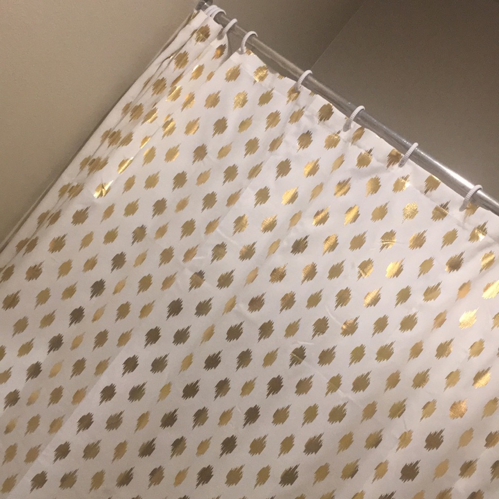 White and gold shower curtain